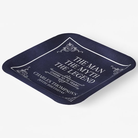Het Man The Myth The Legend 70th Birthday Papieren Bordje (Gebogen)