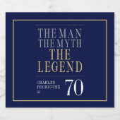 Het Man The Myth The Legend 70th Birthday Sparkling Wijnetiket (Enkel label)