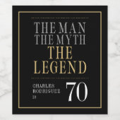 Het Man The Myth The Legend 70th Birthday Wijn Etiket (Enkel label)