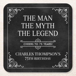 Het Man The Myth The Legend 75th Birthday Black Kartonnen Onderzetters