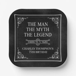 Het Man The Myth The Legend 75th Birthday Black Papieren Bordje