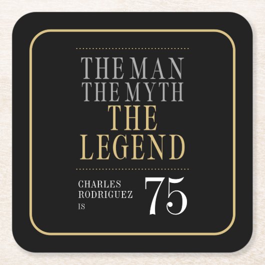 Het Man The Myth The Legend 75th Birthday Kartonnen Onderzetters (Voorkant)