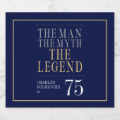 Het Man The Myth The Legend 75th Birthday Sparkling Wijnetiket (Enkel label)