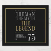 Het Man The Myth The Legend 75th Birthday Sparkling Wijnetiket (Enkel label)