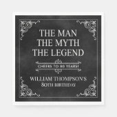 Het Man The Myth The Legend 80th Birthday Black Servet (Voorkant)