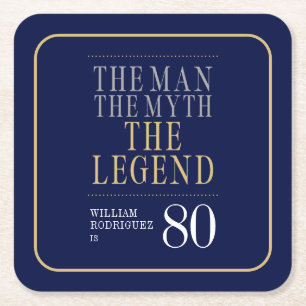 Het Man The Myth The Legend 80th Birthday Kartonnen Onderzetters
