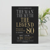 Het Man The Myth The Legend 80th Birthday Party Kaart (Staand voorkant)