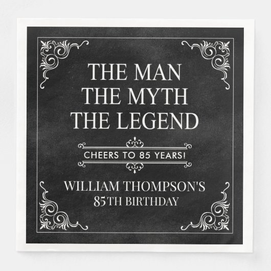 Het Man The Myth The Legend 85th Birthday Black Servet (Voorkant)