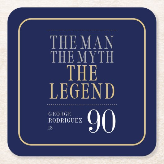 Het Man The Myth The Legend 90th Birthday Kartonnen Onderzetters (Voorkant)