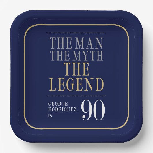 Het Man The Myth The Legend 90th Birthday Papieren Bordje (Voorkant)