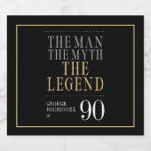 Het Man The Myth The Legend 90th Birthday Sparkling Wijnetiket (Enkel label)