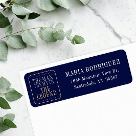 Het Man The Myth The Legend Blue terug te keren ad Etiket