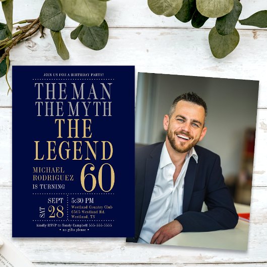 Het Man The Myth The Legend Foto 60e verjaardag Kaart