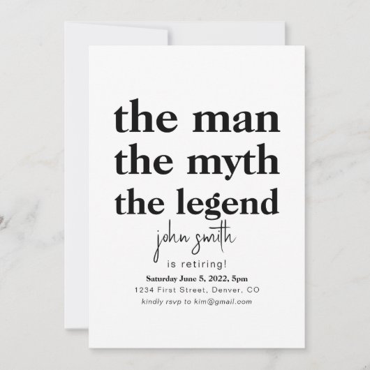 Het Man The Myth The Legend is het afschaffen van Kaart (Voorkant)