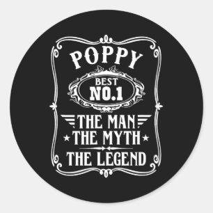 Het Man The Myth The Legend Poppy Ronde Sticker