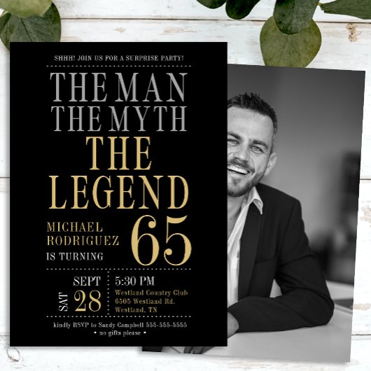 Het Man The Myth The Legend Surprise 65th Birthday Kaart