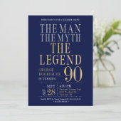 Het Man The Myth The Legend Surprise 90ste Verjaar Kaart (Staand voorkant)