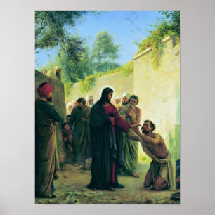 Het Man van Carl Bloch voor blinden genezen Poster
