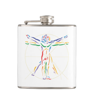 Het Man van de Anatomie van DaVinci in Kleuren Heupfles