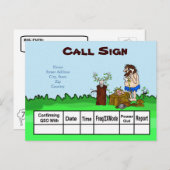 Het Man van de grot Ham van de Radio QSL Kaart pas (Voorkant / Achterkant)