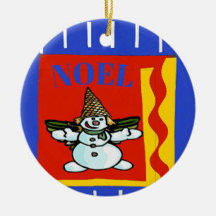Het Man van de sneeuw, Noel, voegt, geeft tekst to Keramisch Ornament