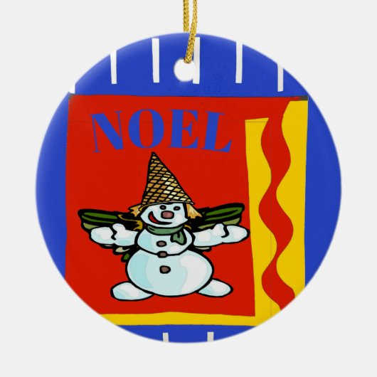 Het Man van de sneeuw, Noel, voegt, geeft tekst to Keramisch Ornament (Voorkant)