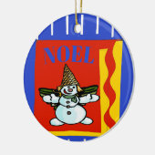 Het Man van de sneeuw, Noel, voegt, geeft tekst to Keramisch Ornament (Links)