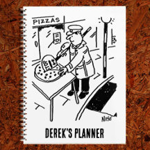 Het Man van Lollipop Slict een Planner van Pizza