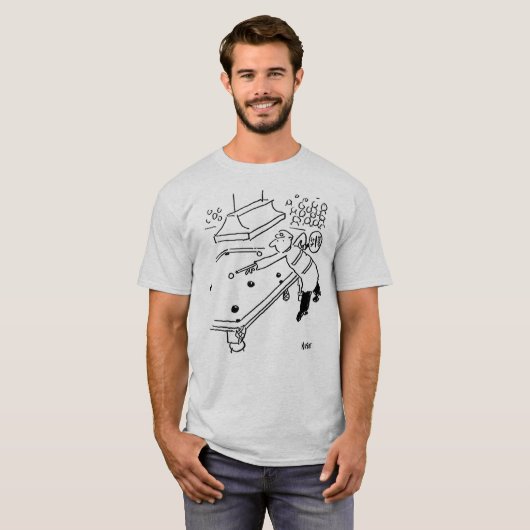 Het Man van Lollipop speelt Snooker Gebruikend zij T-shirt (Voorkant volledig)