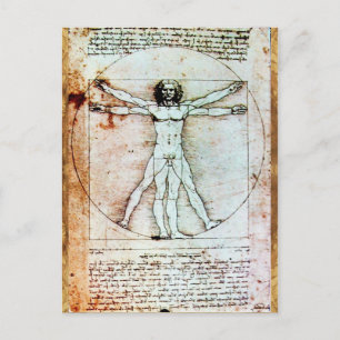 Het MAN VITRUVIAN, Antiek bruin perkament Briefkaart