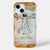 Het MAN VITRUVIAN, Antiek bruin perkament Case-Mate iPhone Case (Achterkant)