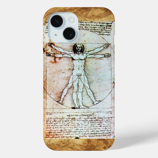 Het MAN VITRUVIAN, Antiek bruin perkament Case-Mate iPhone Case (Achterkant)