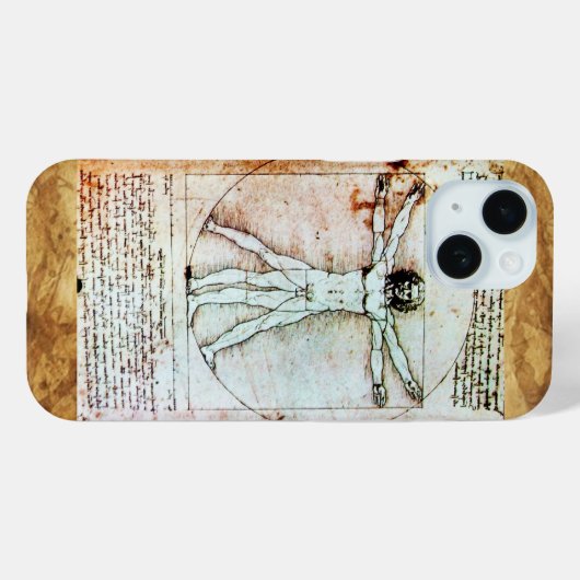 Het MAN VITRUVIAN, Antiek bruin perkament Case-Mate iPhone Case (Achterkant (horizontaal))