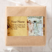 Het MAN VITRUVIAN, Antiek bruin perkament Etiket (Insitu)