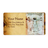 Het MAN VITRUVIAN, Antiek bruin perkament Etiket (Voorkant)