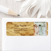 Het MAN VITRUVIAN, Antiek bruin perkament Etiket (Insitu)