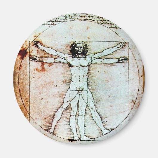 Het MAN VITRUVIAN, Antiek bruin perkament Magneet (Voorkant)