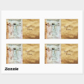 Het MAN VITRUVIAN, Antiek bruin perkament Rechthoekige Sticker (Vel)