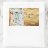 Het MAN VITRUVIAN, Antiek bruin perkament Rechthoekige Sticker (Tas)