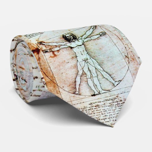 Het MAN VITRUVIAN, Antiek bruin perkament Stropdas (Opgerold)