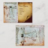 Het MAN VITRUVIAN, Antiek bruin perkament Visitekaartje (Voorkant / Achterkant)