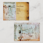 Het MAN VITRUVIAN, Antiek bruin perkament Visitekaartje (Voorkant / Achterkant)