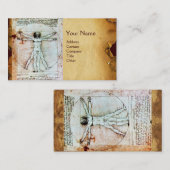 Het MAN VITRUVIAN, Antiek bruin perkament Visitekaartje (Voorkant / Achterkant)