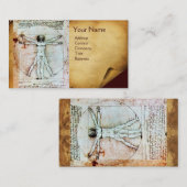 Het MAN VITRUVIAN, Antiek bruin perkament Visitekaartje (Voorkant / Achterkant)