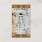 Het MAN VITRUVIAN, Antiek bruin perkament Visitekaartje (Achterkant)