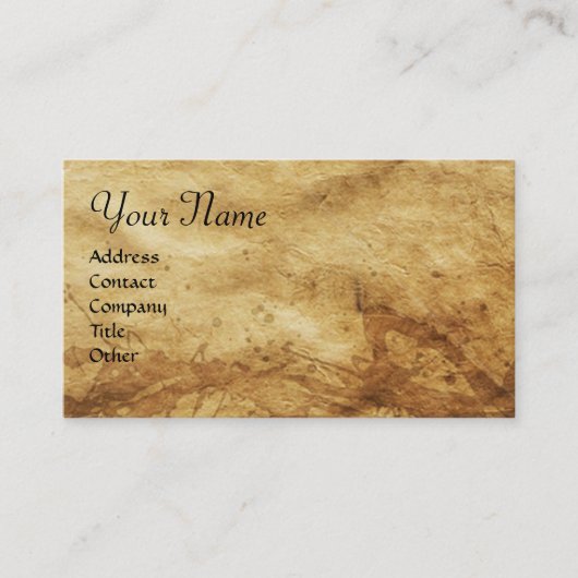 Het MAN VITRUVIAN, Antiek bruin perkament Visitekaartje (Voorkant)