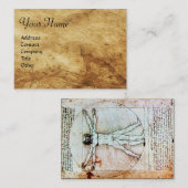 Het MAN VITRUVIAN, Antiek bruin perkament Visitekaartje (Voorkant / Achterkant)