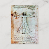Het MAN VITRUVIAN, Antiek bruin perkament Visitekaartje (Achterkant)
