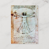 Het MAN VITRUVIAN, Antiek bruin perkament Visitekaartje (Achterkant)