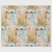 HET MAN VITRUVIAN VAN Leonardo Antiek Parchment Cadeaupapier (Vlak)